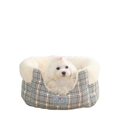 China Breathable No-pilling British Style Anti-Wrinkle Luxury Round Pet Beds Accessories For Cats Dogs for sale