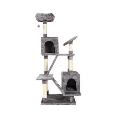 China High Quality Stored Pet Products 5 Storey Cat Tree Climbing Safe Comfortable Gray Frame House for sale