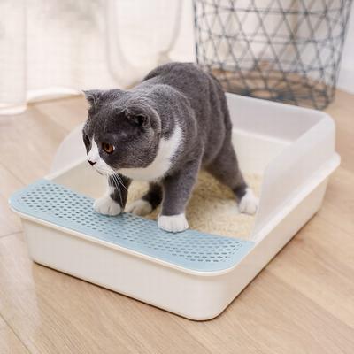 China Simple Design Stored Semi-closed Corner Trash Can Cat Tray Litter Box Square for sale