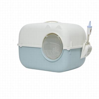 China Stocked Fully Enclosed Cat Large Blue Litter Box for Cats and Dogs for sale