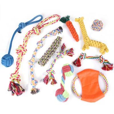 China New Design Sustainable Cotton Rope Dog Funny Chew Toys Set For Indoor And Outdoor Dogs for sale