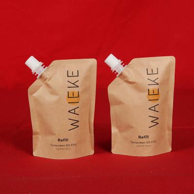 China Recyclable Wholesale Custom Printed Stand Up Plastic Drink Packaging Bag Spout Pouch For Liquid Juice for sale