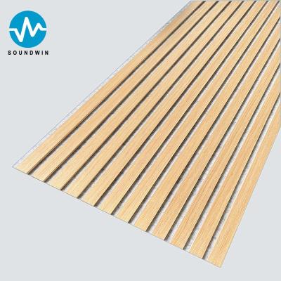 China Natural Oak Acoustic Slat Wood Wall Panels Light Grey Felt Natural Wood for sale