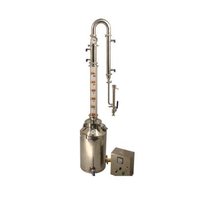 China food & Beverage Factory Home Alcohol Flute Glass Distillation Column With Copper Bubble Plate 50liter for sale