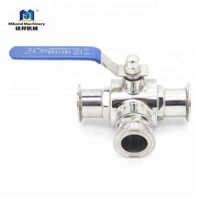 China General SUS 304 Stainless Steel Sanitary Tri Flange Roller Ball Sanitary Stainless Valve,Portable Ball Valve With Tri Flange End for sale