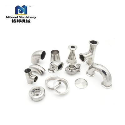 China Connect 304 / 316 Pipes Food Grade Stainless Steel Sanitary Pipe Fittings / Elbows Spikes Cross Union for sale