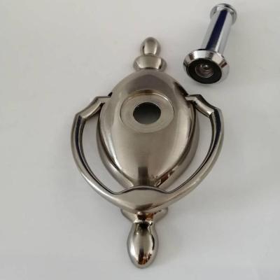 China Modern Zinc Alloy Antique Brass Door Knocker With Peep Hole for sale