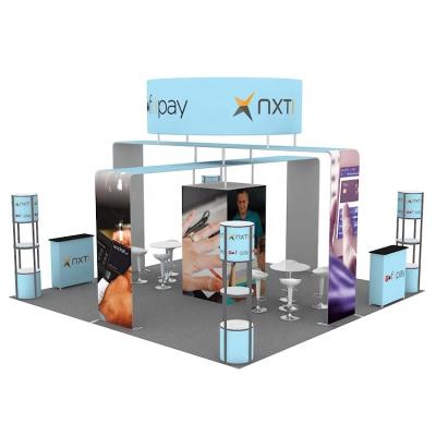 China New 20x20ft Lightweight Modular Portable Aluminum Fashion Design Trade Show Exhibition Backdrop Tension Cloth Trade Show Booth for sale