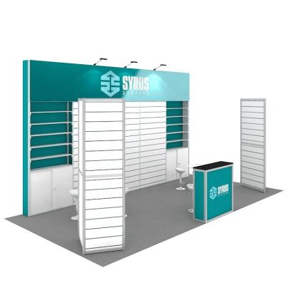 China Portable / Reusable / Durable 3x6 / Modular / Foldable / Detachable Aluminum Modular Slatwall Stands Trade Fair Expo 10x20 Buries Display Custom Design Trade Show Booth New Exhibit for sale