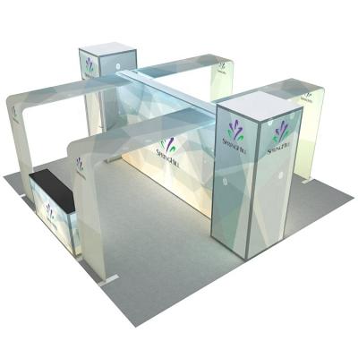 China Portable/Reusable/Durable/Modular/Foldable/Detachable Modern Modular LED Dye Sublimation Printing Display Stand Exhibition Island Promotion Booth for sale