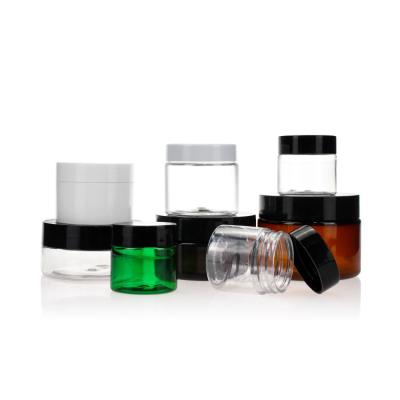 China Wholesale Clear Plastic Cosmetic Container PET Cosmetic Makeup Cream Jars Empty Cosmetics Cream Jar for sale