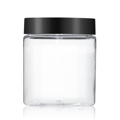 China 250ml 8oz Round Jar Cosmetic Clear Wide Mouth Pet Plastic Bottles for sale