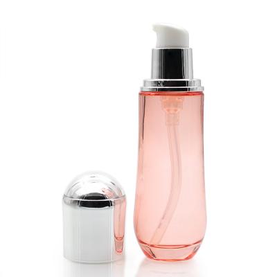 China High Qiality Pink Clear Glass Lotion Bottle Cosmetic Packaging Bottles Set Container Manufacturers 40ml/100ml Color Glass Custom Products for sale