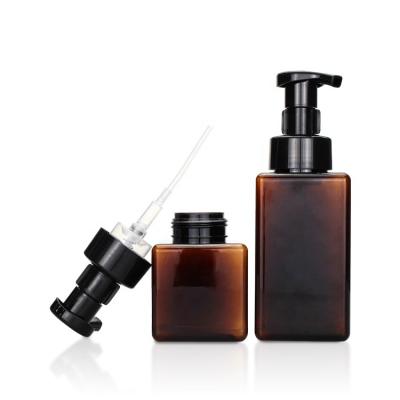 China Personal Care Square Soap 400ml Pump Bottle Amber Foaming Facial Plastic Foaming Pump Bottles for sale