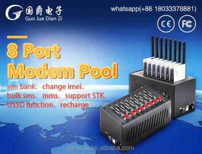 China Internal 8 port sms wavecom Q2303/GM/M modem 8 card slots sim bulk pool for sale