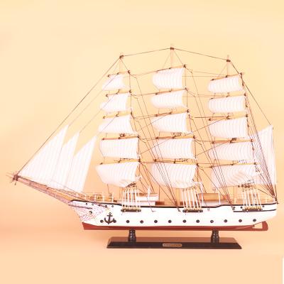 China Europe factory wholesale 80cm wooden sailboat yacht scale model crafts house model home decoration for sale