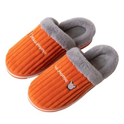 China Indoor home adult warm slippers cotton autumn and winter leisure warm men and women corduroy indoor home shoes for sale