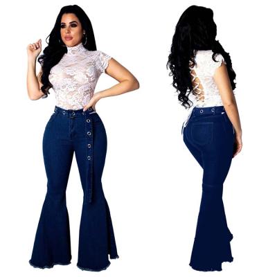 China Factory Wholesale Fashion Women's High Stretch QUICK DRY High-waisted Washed Denim Pants for sale