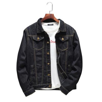 China Polyester / Cotton Spring And Autumn Customizable Black Denim Slim Fit Plus Size Casual Top Mens Denim Jacket for sale