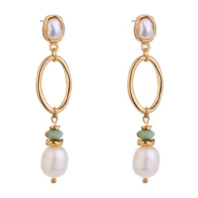 China 2021 Fashionable style popular baroque pearl accessories Christmas elegant women's long earrings dangling earrings for sale