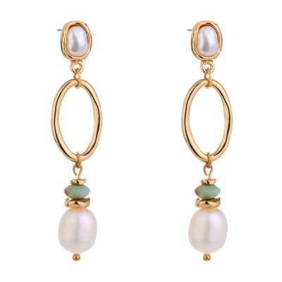 China 2021 Fashionable style popular baroque pearl accessories Christmas elegant women's long earrings dangling earrings for sale