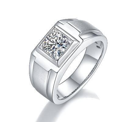 China Sterling Silver Jewelry Lab Gems S925 VVS Moissanite 1ct ct Diamond Ring White Gold Men's Ring CLASSIC for sale