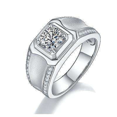 China CLASSIC 1 Carat Moissan Diamond Good Looking VVS 3EX Cut Men's Ring Wedding Ring for sale