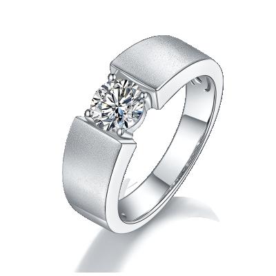 China Wholesale S925 CLASSIC Silver Plated White Gold Moissan Mens Ring 1 Carat D Color Fashion Diamond Ring for sale