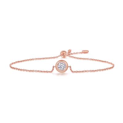 China TRENDY Women's Rose Gold Round Moissanite Bracelet with 925 Sterling Silver for sale