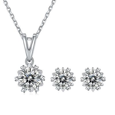 China TRENDY Women Fashion Snowflake Flower Necklace Earrings Jewelry Sets Necklace Set OEM for sale