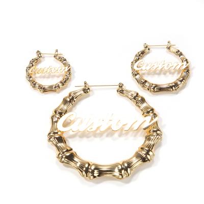 China FASHIONABLE Wholesale Bamboo Earrings Central Institute of Statistics Gold Female Buckle Earrings Large for sale