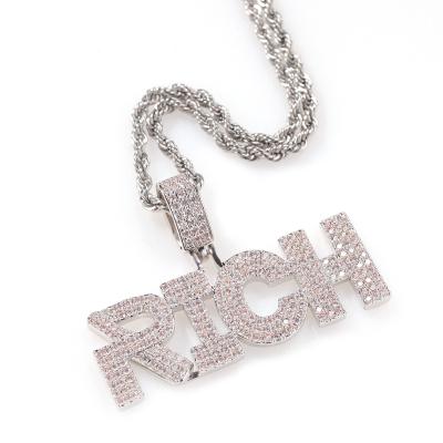 China High quality hip hop rich zircon necklace for men and women universal English letter pendant wholesale jewelry for sale