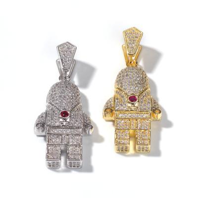 China Hot Sale Hiphop Christmas Gold Diamond Astronaut Hip Hop Pendant Necklace for sale