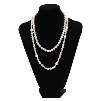 China Hiphop Double-Layer Pearl Necklace Set 8-10Mm Size Mixed Pearl Mix And Match Hip-hop Cross Necklace for sale