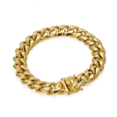 China Hiphop Hip Hop Stainless Steel Color Preserving Cuba Bracelet 8mm 10mm Christmas Plated Cuba Bracelet for sale