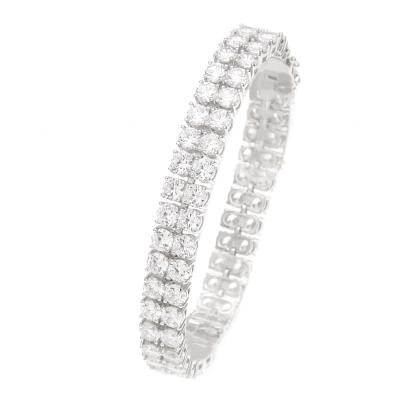 China Hiphop/Wholesale 2021 Fashion Christmas Hip Hop Men's Double Rows AAA Zircon 18K Gold Plated Bracelet Wholesale for sale