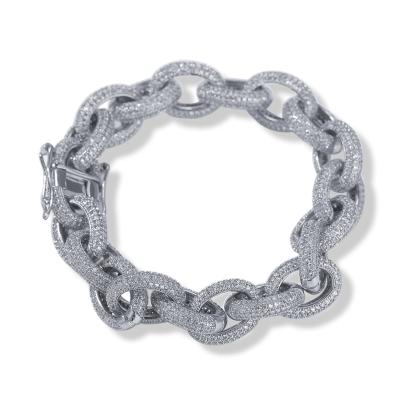 China Hiphop Cross Chain O-Chain Zircon Iced Out CZ Bracelet For Rapper for sale