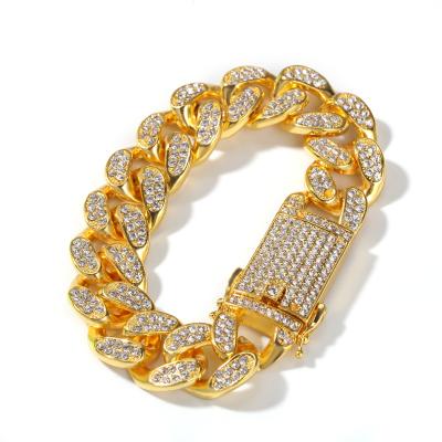 China Full Diamond Men&'s Big Gold Hiphop Hip Hop Chain 20Mm Bossy Cuban Miami Chain Hiphop Rap Accessories for sale