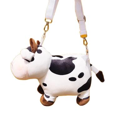 China Cute Fun Milk Cow Push Plush Cow Plush Backpack School Bag Backpack Hot Selling Milk Cow For Kids Girls for sale