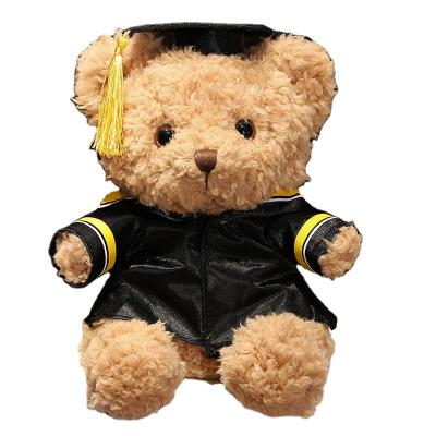 China Cute Brown Plush Bear Small Fun Toy With Hat Soft Plush Graduation Teddy Bear for sale