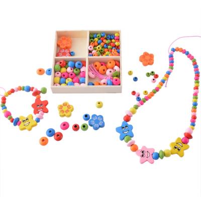 China Child Toys Multicolor Smiling Starfish Wooden Beads For DIY Kids Jewelry Making for sale