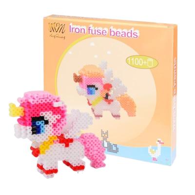 China Early diy manual horse 3D safety children's education safety iron fuse bean plastic cute animal toy set for kids education for sale