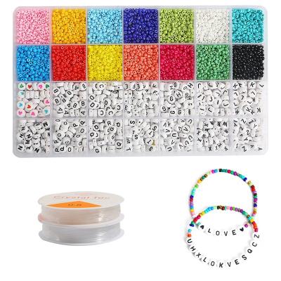 China For DIY Jewelry Making 5300pcs 3MM Seed Glass Beads And Acrylic Alphabet Letter Beads Kit For DIY Bracelet Jewelry Making for sale