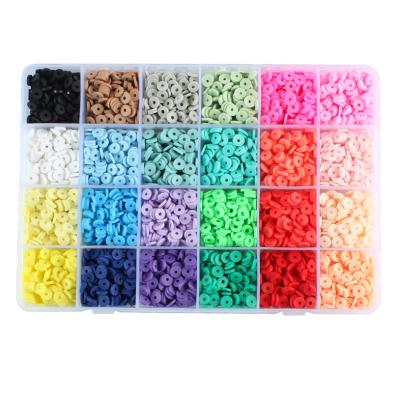 China For DIY Jewelry Making 4800pcs Heishi Beads Set 6mm Multi Color Flat Round Polymer Clay Beads Kit For DIY Jewelry Making for sale