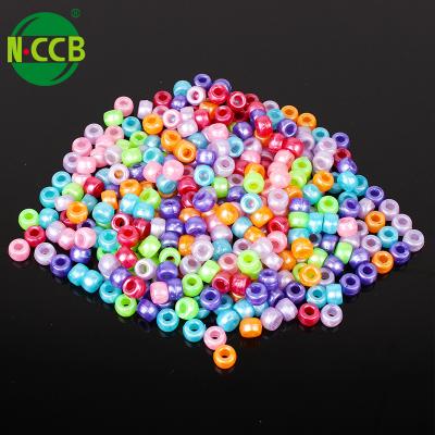 China Jewelry Making Factory Price 6mm Round Mixed Color Glitter Opaque Plastic Acrylic Pony Barrel Charm Beads for sale