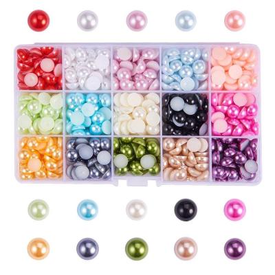 China Jewelry Making Colors Cabochon Half Round ABS Flat Back Beads For Craft DIY for sale