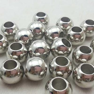 China Jewelry Making Wholesale Metal Round Tube Big Hole Spacer Silver Plated Beads for sale