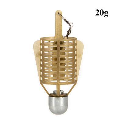 China Wholesale ABS China Bait Cage Plastic Mesh River Feeder Cage Fishing Tackle In Line And With Swivel 20g/30g/40g/50g for sale