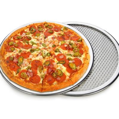 China Oven 6/8/10/12/14 Inch Perforated Round Aluminum Pizza Pan Non-Stick Punched Pizza Tray Baking Tray For Oven for sale