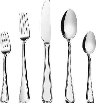 China Sustainable silverware set for 5, stainless steel dinnerware including knife, fork and spoon, modern design for sale